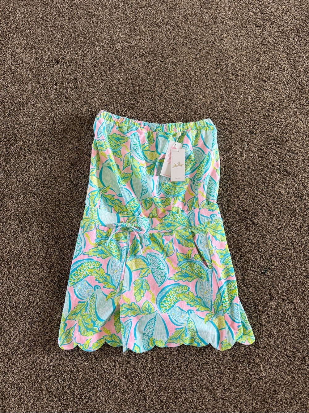 Lilly Pulitzer Pink Aqua Lime Leaf-Print Mini Skirt